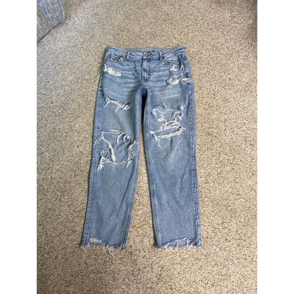 American Eagle Outfitters Denim - 16 American Eagle High-Rise Mom Jean Strigid  Ripped Distressed Raw Hem